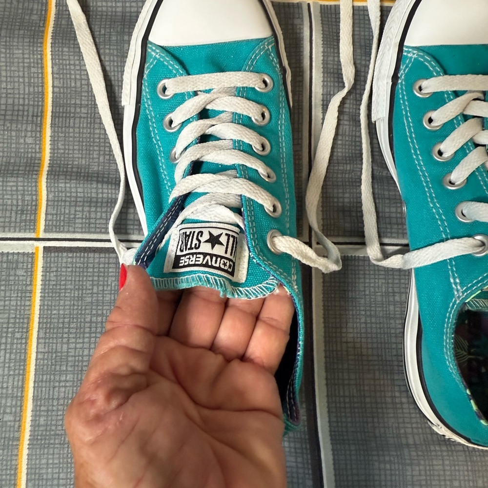 👠Converse All ⭐️ Star Turquoise Canvas Sneakers Like New Size 7 - Picture 3 of 8